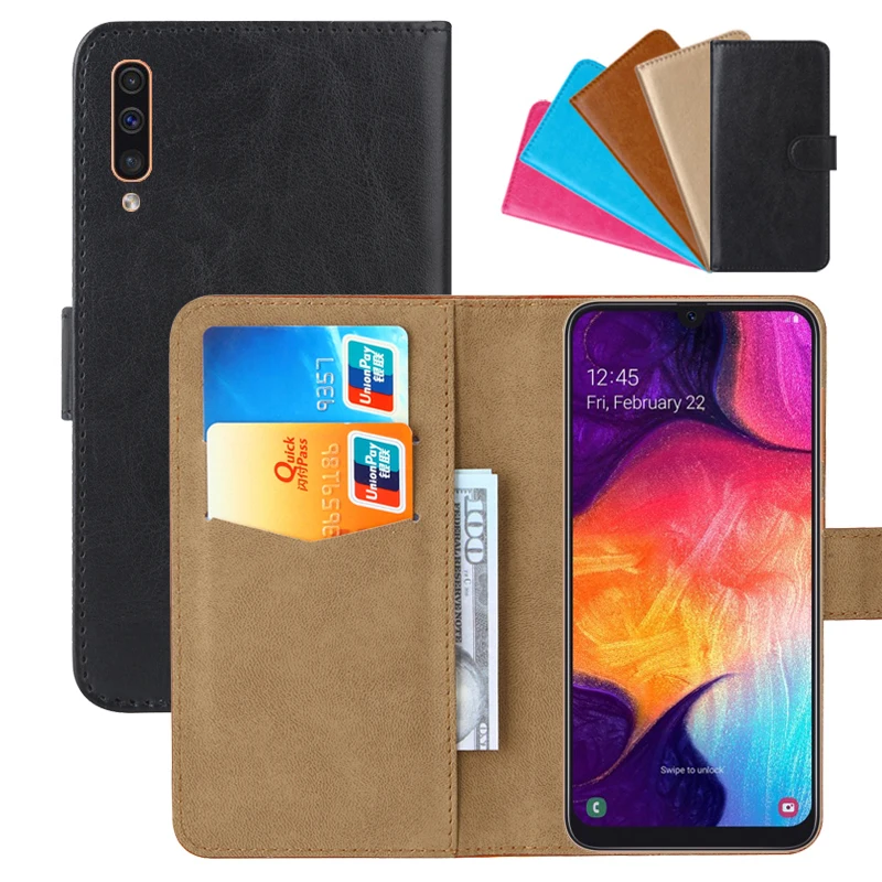 

Luxury Wallet Case For Samsung Galaxy A50 PU Leather Retro Flip Cover Magnetic Fashion Cases Strap