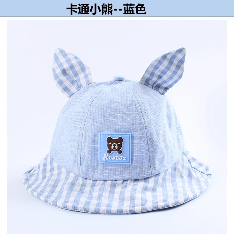 Детская изогнутая шляпа с кроликом, весенний солнцезащитный козырек для мальчиков, детский мультяшный медведь Рыбацкая шляпа, летняя Солнцезащитная шляпа