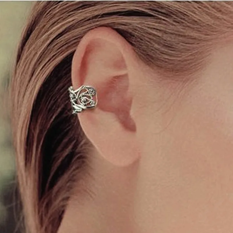 

Fashion No Piercing Silver Plated Clip On Ear Cuff Earring Hollow U Shape Ear Cuff Alloy Metal Earring Wholesales Jewelry Gift
