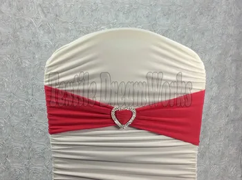 

Hot Sale Hot Pink Spandex Bands / Lycra Band /Chair Covers Sash With Heart Shape Buckle For Wedding & Banquet