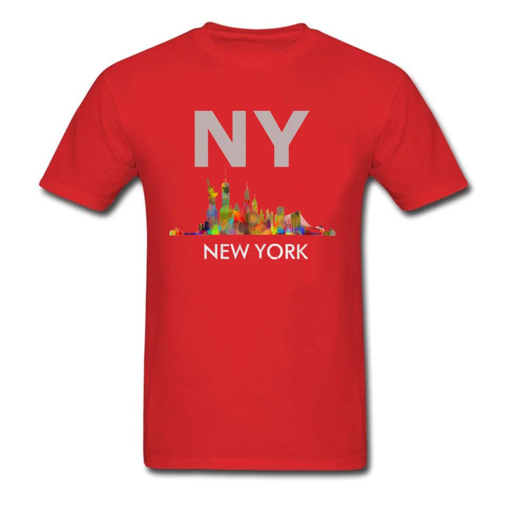 New York City Skyline v05 Cityscape Watercolor_red