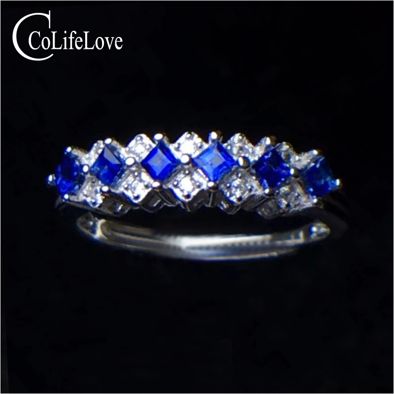 

Natural royal blue sapphire ring for engagement 2 mm * 2 mm VS grade sapphire silver ring solid 925 silver sapphire fine jewelry
