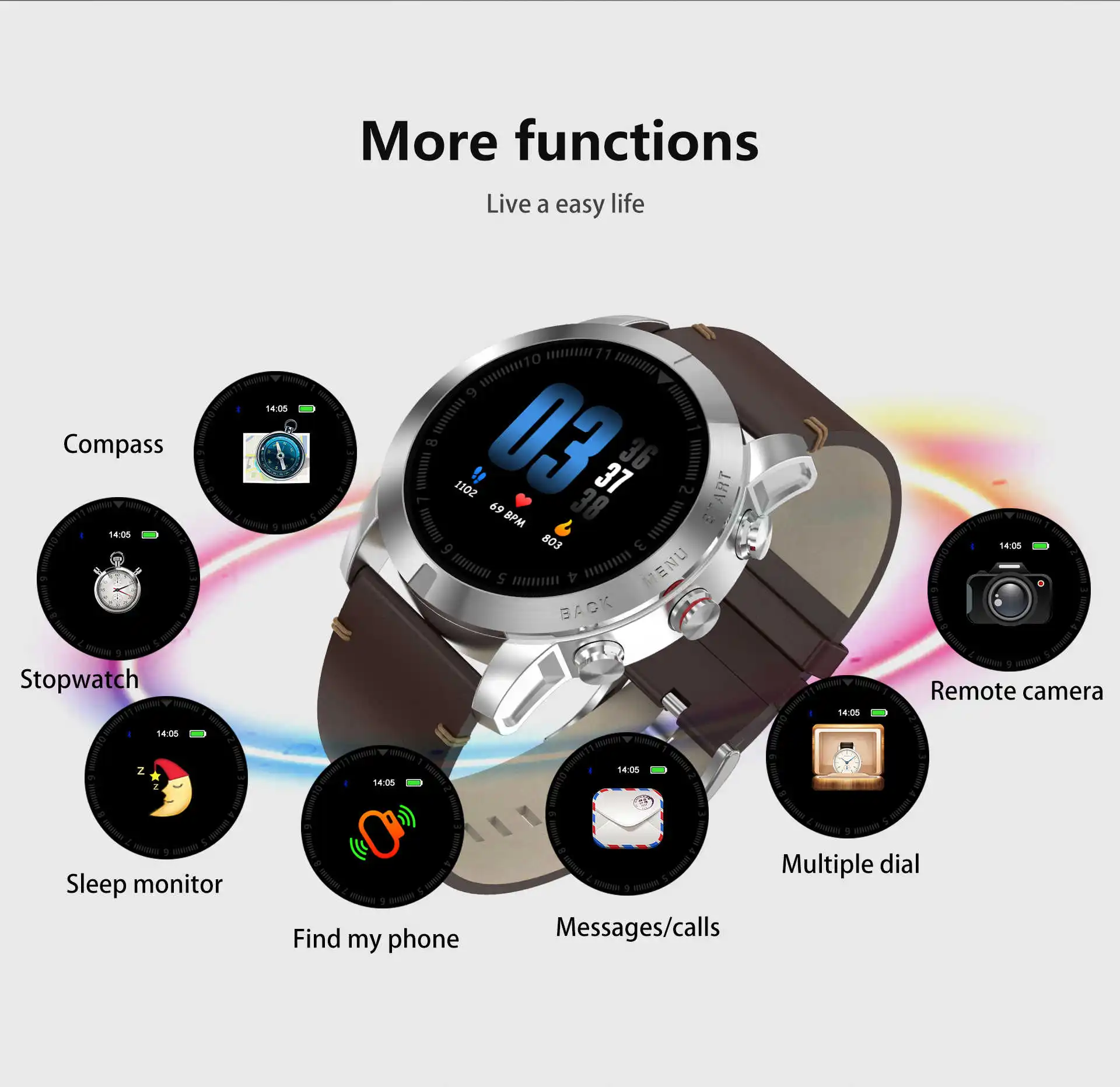 Robotsky S10 Смарт-часы Для мужчин IP68 Водонепроницаемый спортивные умные часы, отображающие сердцебиение Фитнес трекер часы для IOS и Android
