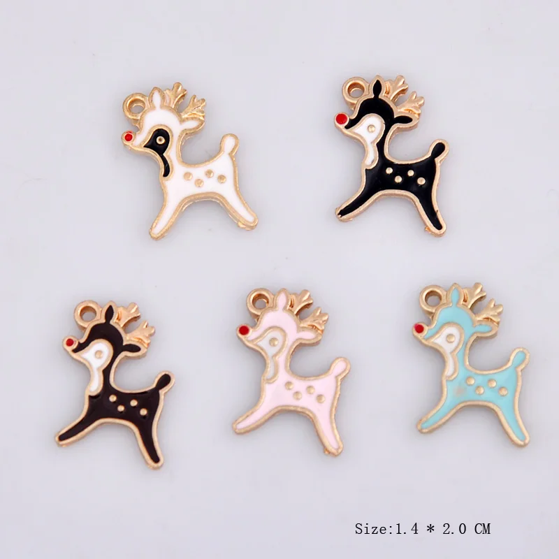 

10pcs 14*20mm DIY enamel sika deer charms, cheap alloy metal animal pendant jewelry making accessories fashion dangle material
