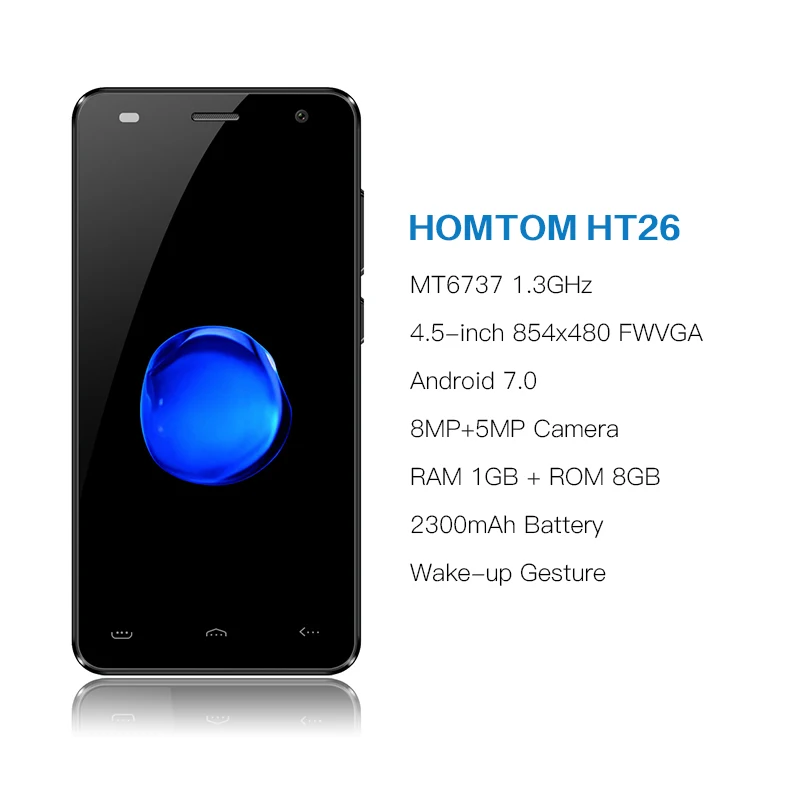 HOMTOM HT26 MTK6737 Quad Core Smartphone Android 7.0 4.5 Inch HD Screen Cell Phone 2300mAh 1GB RAM 8GB ROM Unlocked Mobile Phone HOMTOM HT26 MTK6737 Quad Core Smartphone Android 7.0 4.5 Inch HD Screen Cell Phone 2300mAh 1GB RAM 8GB ROM Unlocked Mobile Phone