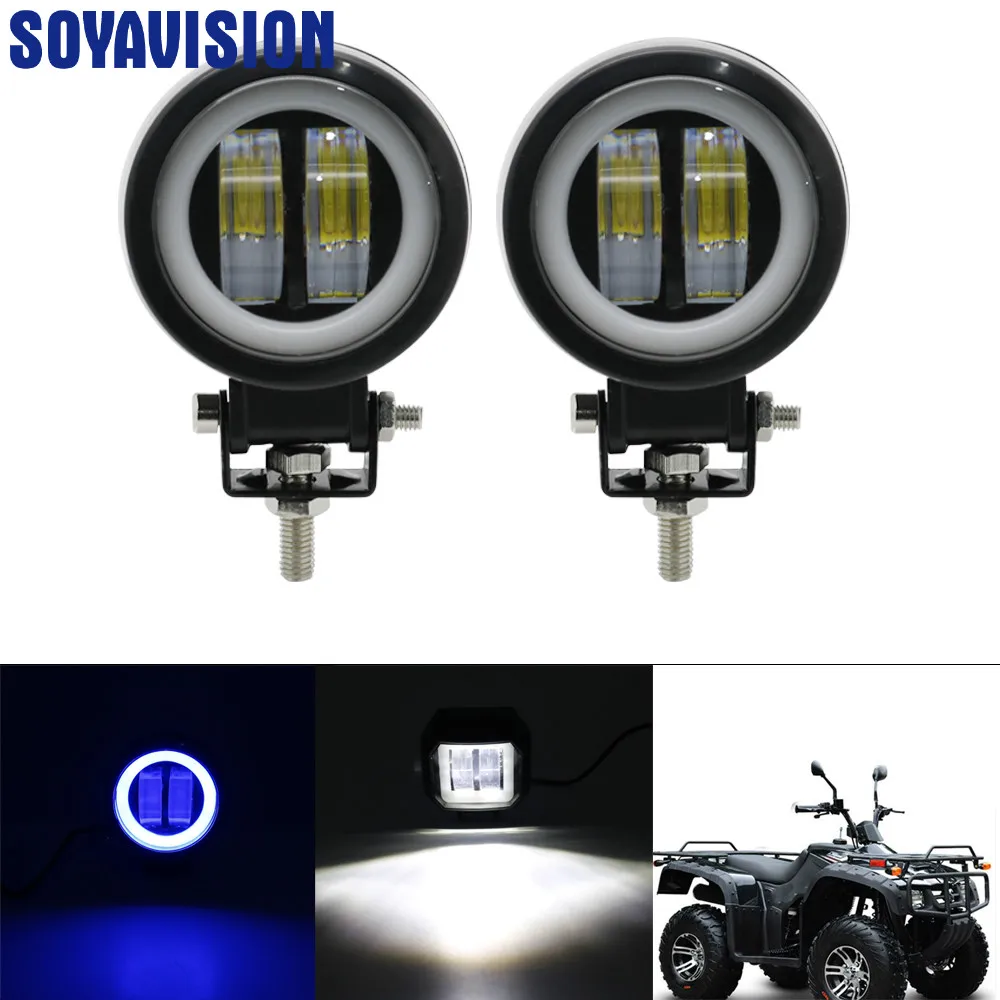 

3inch LED Off raod Lights Work Lamps 12V 24V 6500K 20W with Angel Eyes Lights spot fog light Car Boat Motorcycle LED Work Light