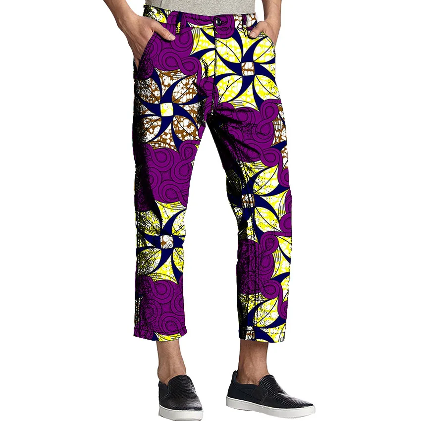 African men's pants Ankara print fashion pattern casual capri pants dashiki cropped trousers male outfits customized