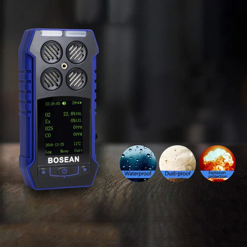 

3 in 1 O2 CO H2S Gas Analyzer Gas Leak Detector with Sound+Light+Shock Alarm Digital Temperature Time Gas Air Quality Gas Sensor