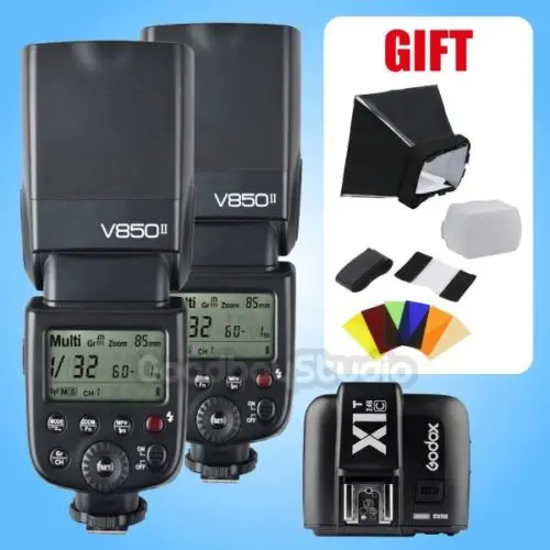

2PCS Godox VING V850II 2.4G Li-ion Speedlite Flash Flashgun with X1T-C Transmitter for Canon Camera