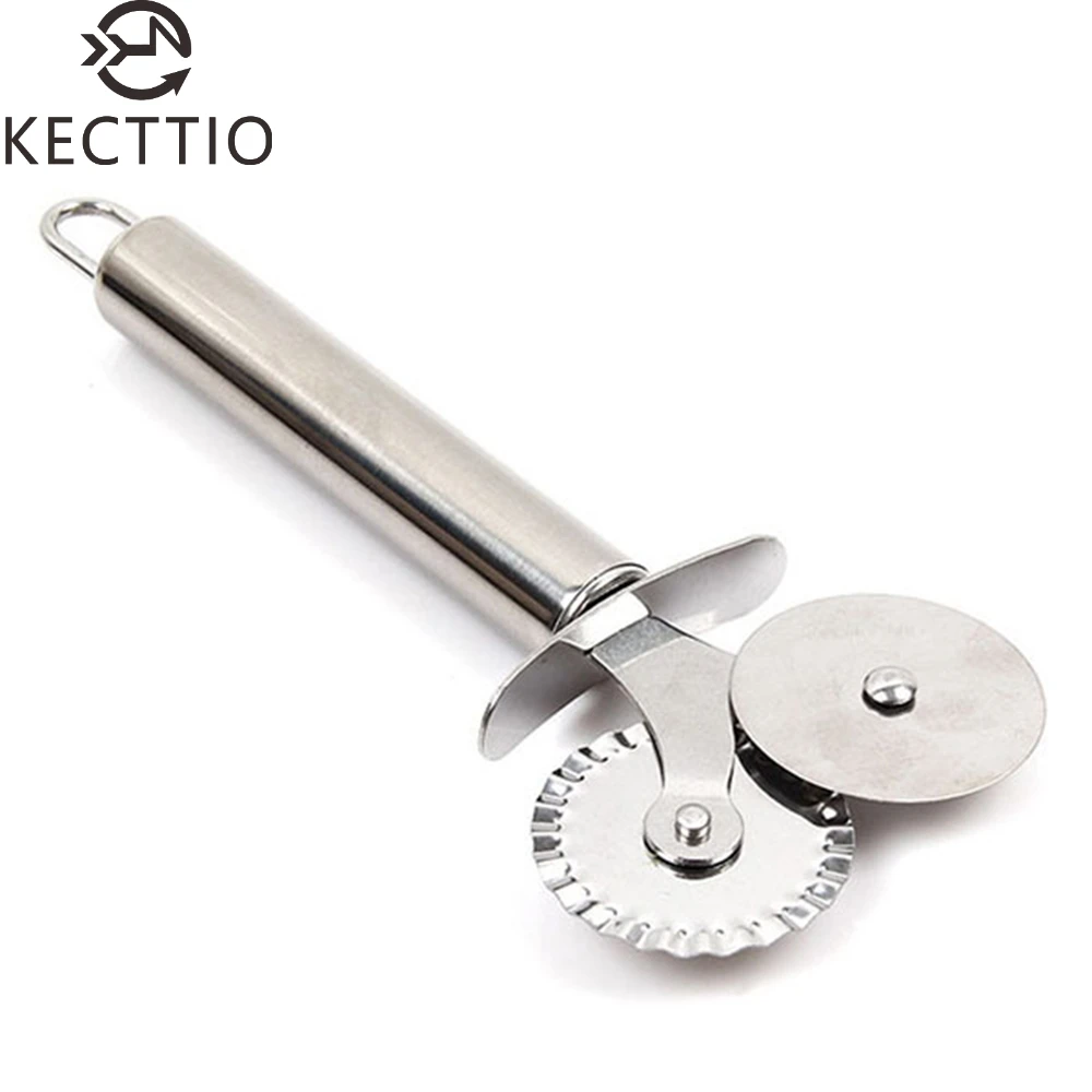 

tainless Steel Double Side Pastry Wheel Cutter Pastry Pasta Dough Pasta Knife Crimper Round Hob Lace Wheel Kitchen tools