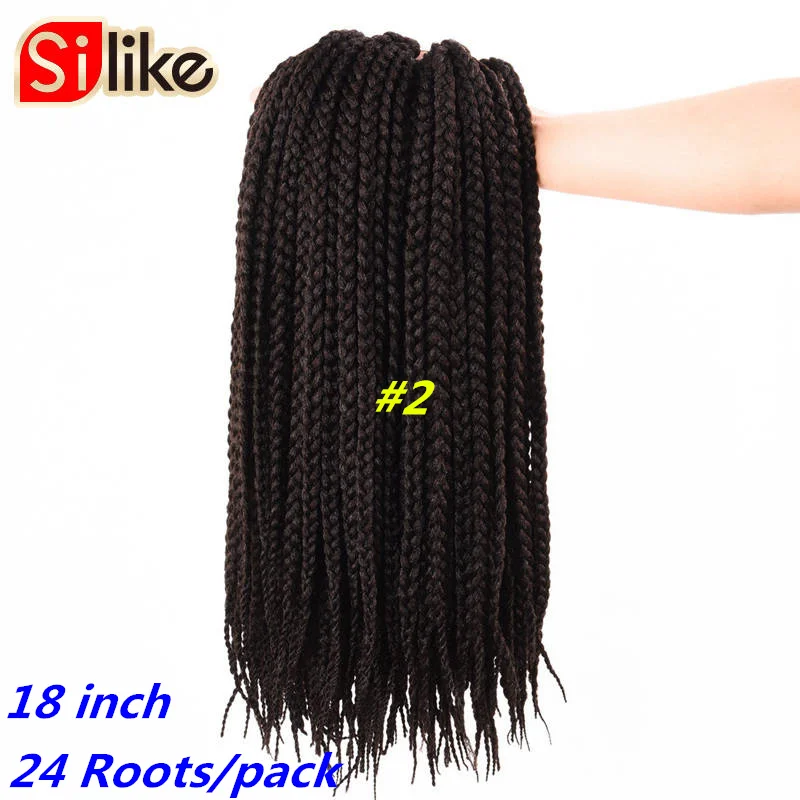 Ombre Synthtic черный зеленый 18 дюймов микро вязание крючком коробка косы для наращивания волос 24 корней волос Плетение для черных женщин от Silike - Цвет: #2