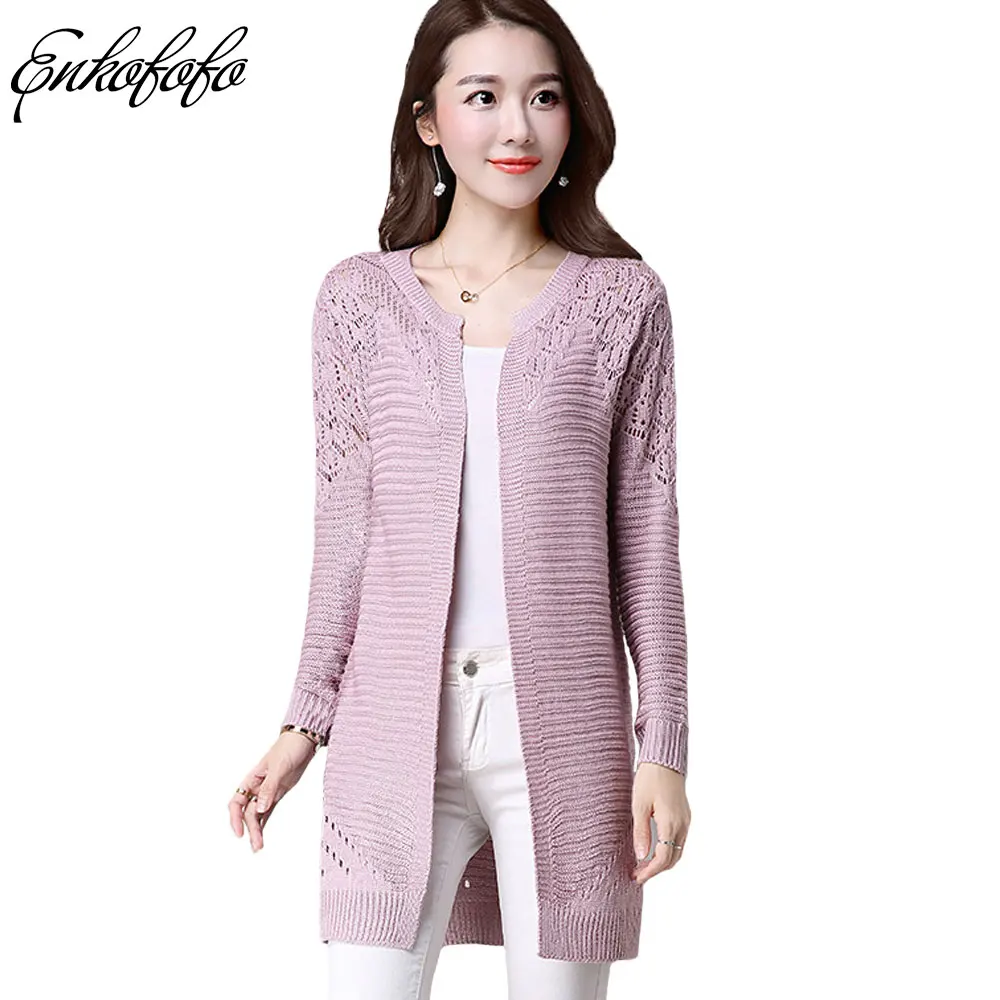 

S-3XL 2018 Casual Kimono Open Front Crochet Knit Cardigans Long Sleeve Plus Size Loose Outerwear Long Sweater Women Cardigan