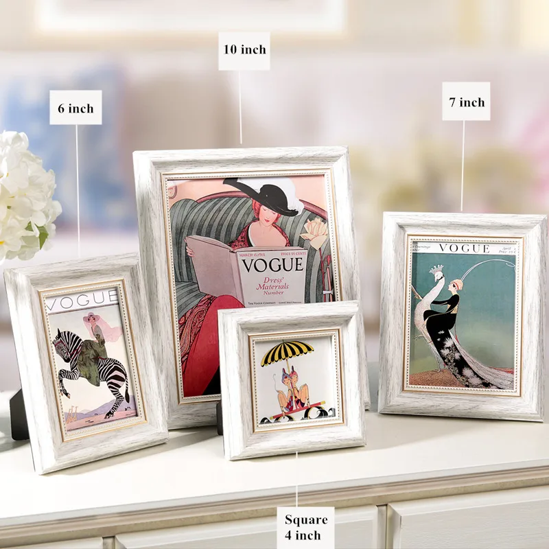1 piece white frame Винтажная стильная настольная фоторамка 4 цвета " 6" " 8" 1" фоторамки для домашнего декора ретро деревянные настольные рамки marcos para fotos - Цвет: 1 piece white frame
