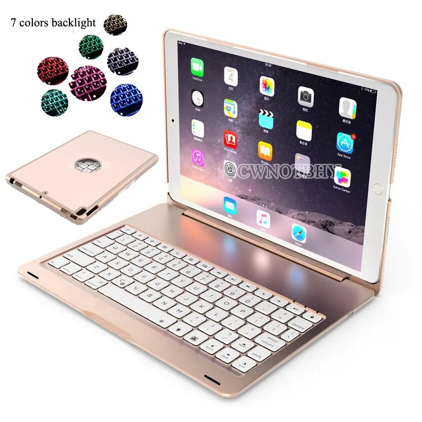 7 Colors Backlit Light Wireless Bluetooth Keyboard Case Cover For iPad Pro 10.5 New 2017 A1701 A1709 Tablet+ Stylus+Screen film