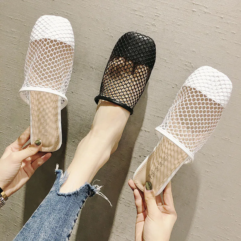 

Women's shoes slippers outdoor wear 2019 summer holiday beach shoes mesh breathable mules shoes