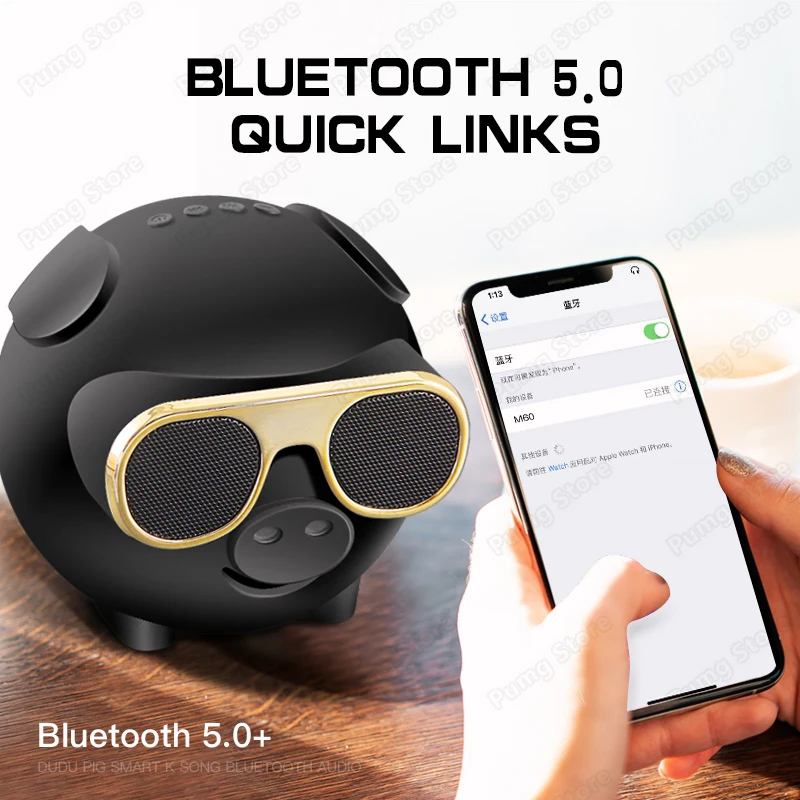 

Smart Cute Pig Bluetooth Speaker HIFI super Bass Multifunction Portable Wireless speakers FM Power Bank Caller number girl gifts
