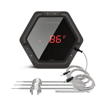 

Inkbird IBT-6XS 4Probe Digital Thermometer Food Cooking Bluetooth Wireless BBQ Thermometer Probes&Timer& USB Rechargable Battery