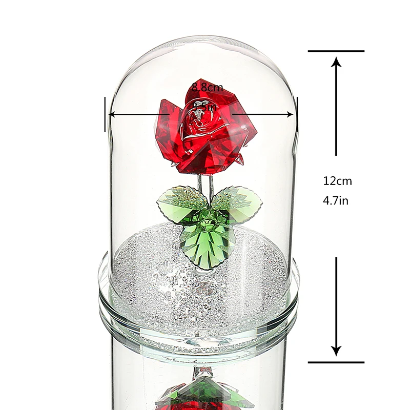 Купольное украшение H & D с красными кристаллами розы в стеклянном купольном виде