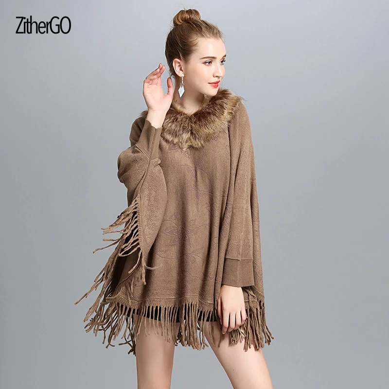 Autumn and winter new lady loose imitation fur tassel bat