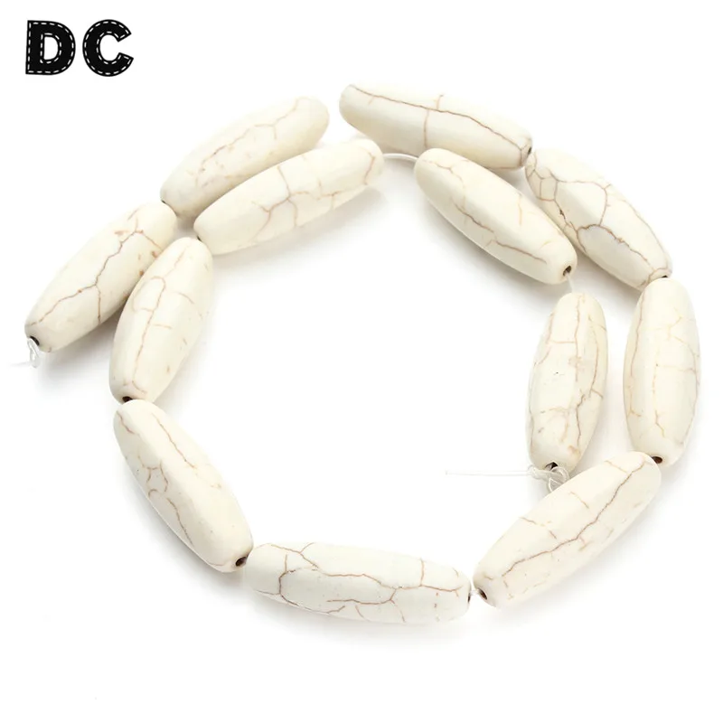 

DC Approx 12pcs White Long Tube Stone Spacer Charms Beads 12*35mm fit DIY Beading Jewelry Making Findings Accessories