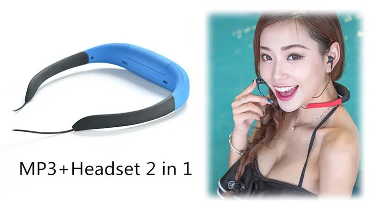Askmeer IPX8 Waterproof 8GB Underwater Sport MP3 Music Player Neckband Stereo Earphone Audio Headset with FM for Diving Swimming (5)