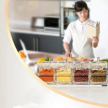 

Crystal clear HD translucent wear-resistant seasoning cans kitchen supplies seasoning combination home storage