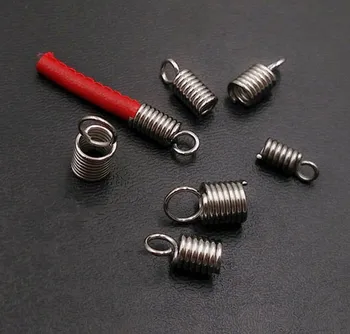 

Stainless Steel Cord Spring Crimps End Cap Connectors with Loop 2mm 3mm 4mm Leather Cord DIY Crafts Jewelry Accessories