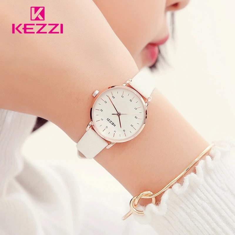 

KEZZI Women Watches Fashion Leather WristWatch Relogio Feminino Ladies Watch Rose Gold Quartz Lady Watch New relojes mujer 2018