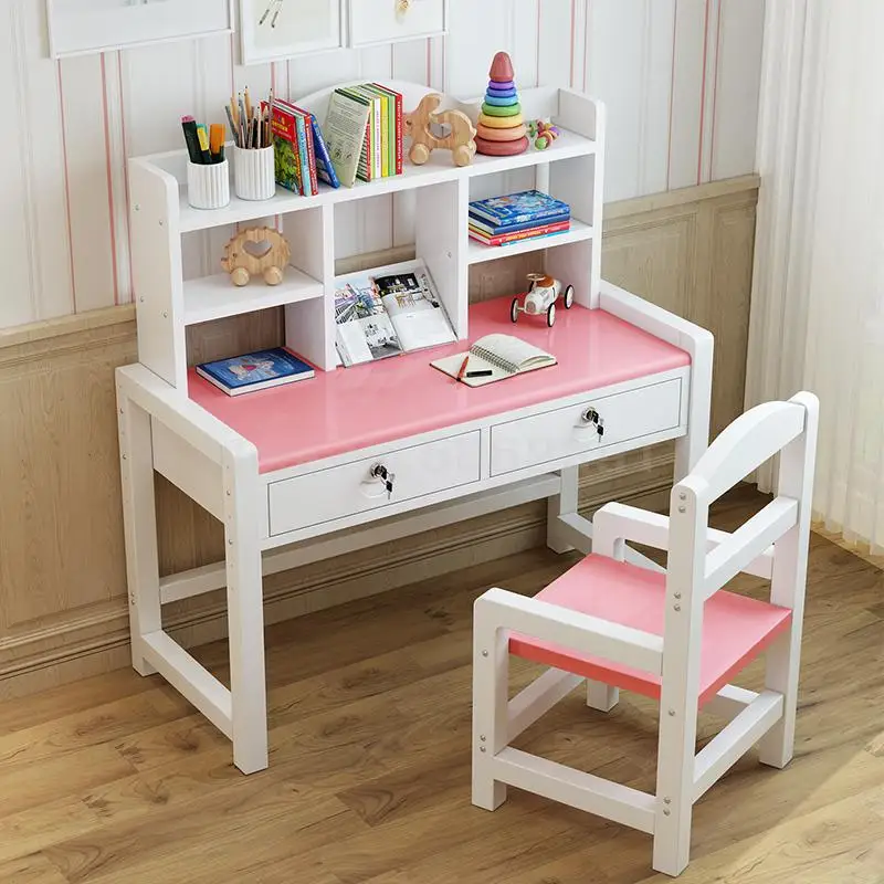 Письменный стол для детей, письменный стол, парта из цельной древесины, стул, набор бытовых книжных шкафов, школьные столы для девочек и мальчиков