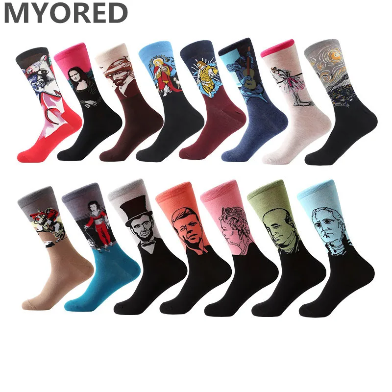 1 пара мужские носки MYORED с изображением Ван Гога|Мужские носки| |