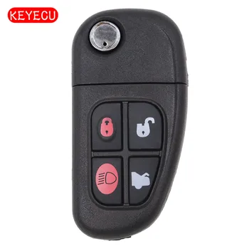 

KEYECU 4 Button Flip Remote Car Key Shell Case for Jaguar S-Type X-Type XJ8 2001-2008