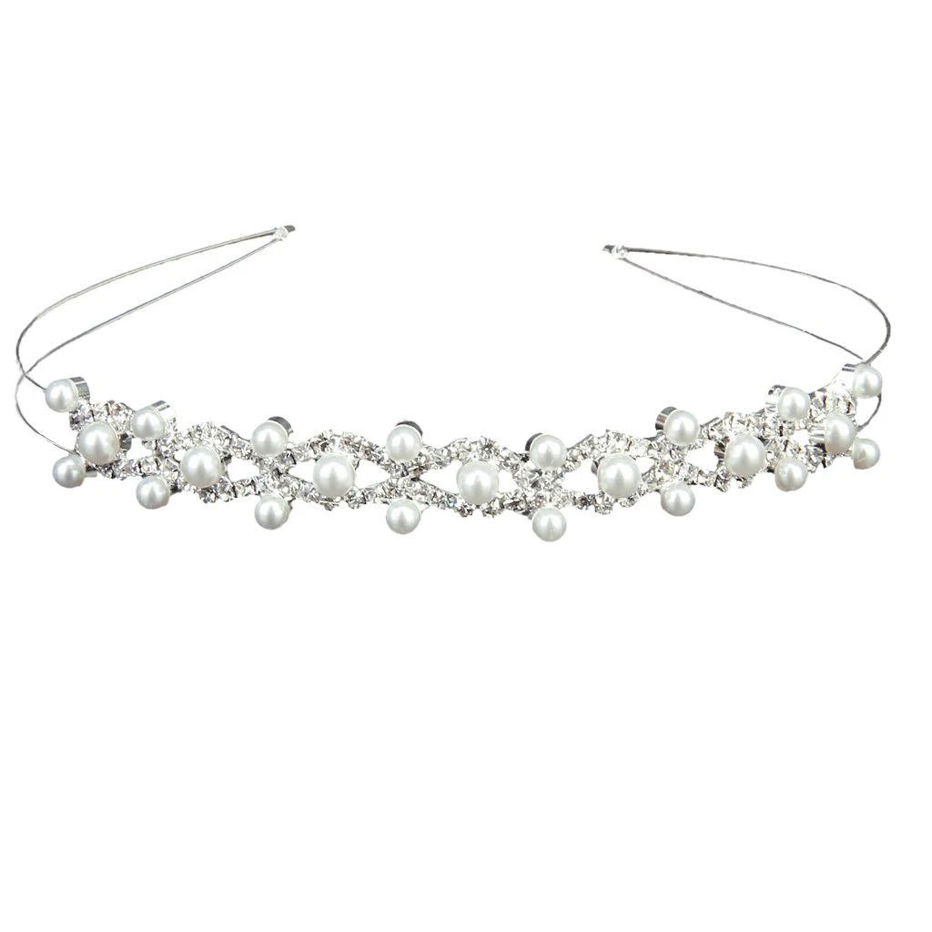 10xWedding Party Bridal Bridesmaid Flower Girl Double Faux Pearl Crown Headband Tiara