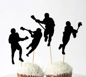 

black Lacrosse birthday cupcake toppers baby shower Anniversary doughnut toothpicks wedding party Appetizer Picks fruit skewer