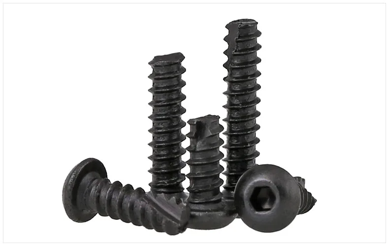 

8.8 grade carbon steel Black round head hex socket tapping screw M2 M2.6 screw flat tail tapping screws