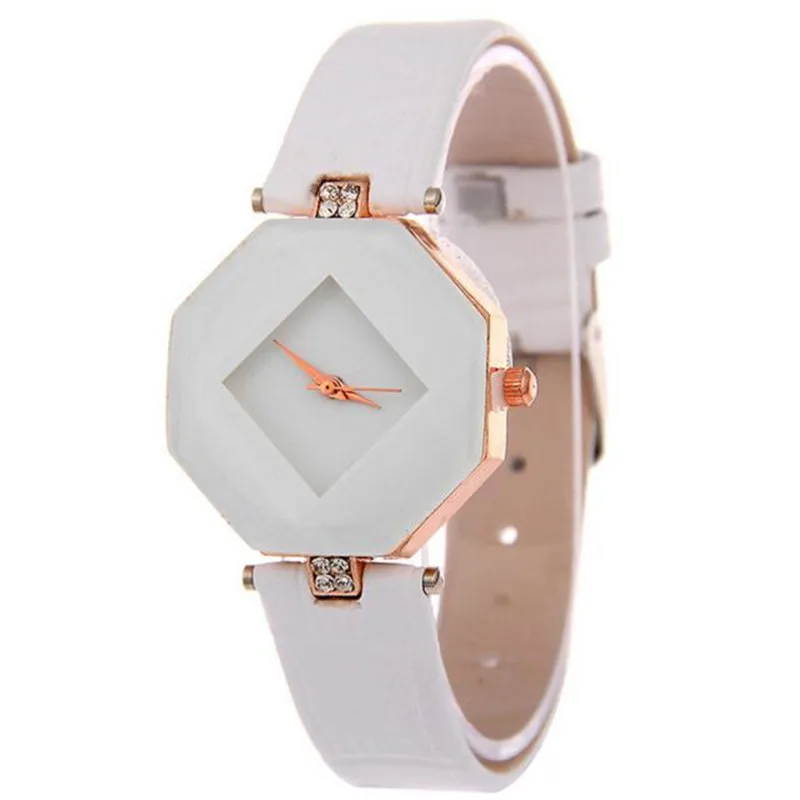 

Women Watch 5 color Gem Cut Geometry Crystal Leather Quartz Wristwatch Fashion Dress Watch Ladies Gifts Clock Relogio Feminino