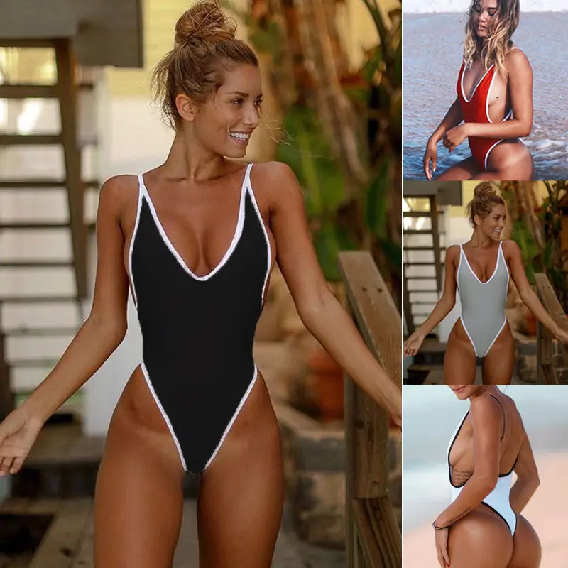 

Women One Piece New Beach Swimsuit Swimwear Bathing Monokini Push Up UNpadded Bikini Costume