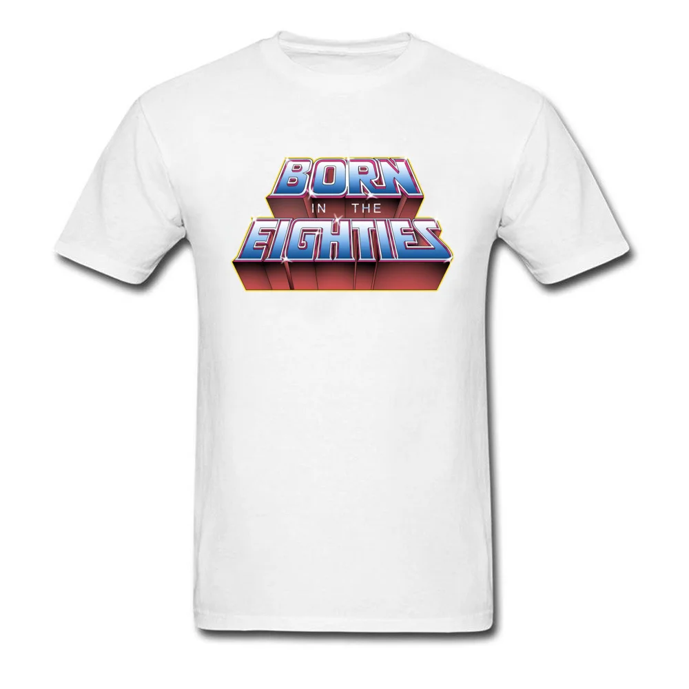 born in the eighties 8735 100% Cotton Tops & Tees for Students Normal T Shirt Group Rife Round Collar Tee-Shirts Short Sleeve born in the eighties 8735 white