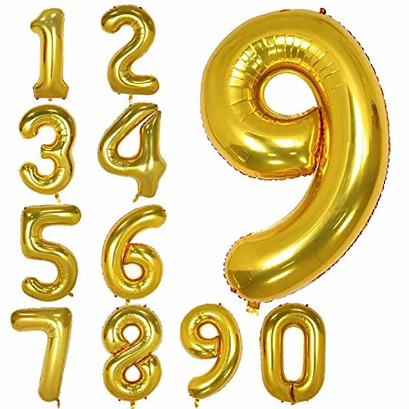 32 дюймовые золотые цифры фольга шары 0123456789 для празднования дня рождения юбилея