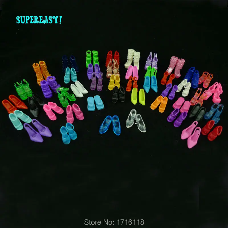 Random 12 Pairs Assorted Fashion Colorful Sandals Copy Crystal High Heels Shoes For Barbie font b