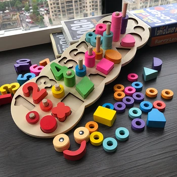 

3 Style Wooden Montessori Materials Learning To Count Numbers Matching Digital Shape Match Early Education Teaching Math Toys