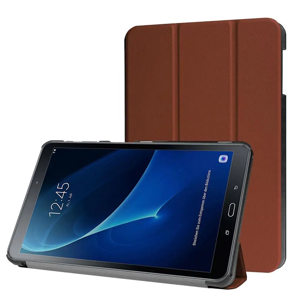 Brown Чехол-подставка чехол на для Samsung Galaxy Tab 10,1 дюйма охватывает Coque ударопрочный магнитного флип складной фолиевые Чехлы Fundas - Цвет: Brown