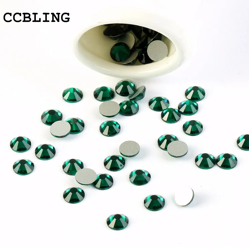 

CCBLING ss3 -ss30 Flat Back Emerald 3d Nail Art crystal decorations ) Non Hot Fix Glue on rhinestones for nails stone bead