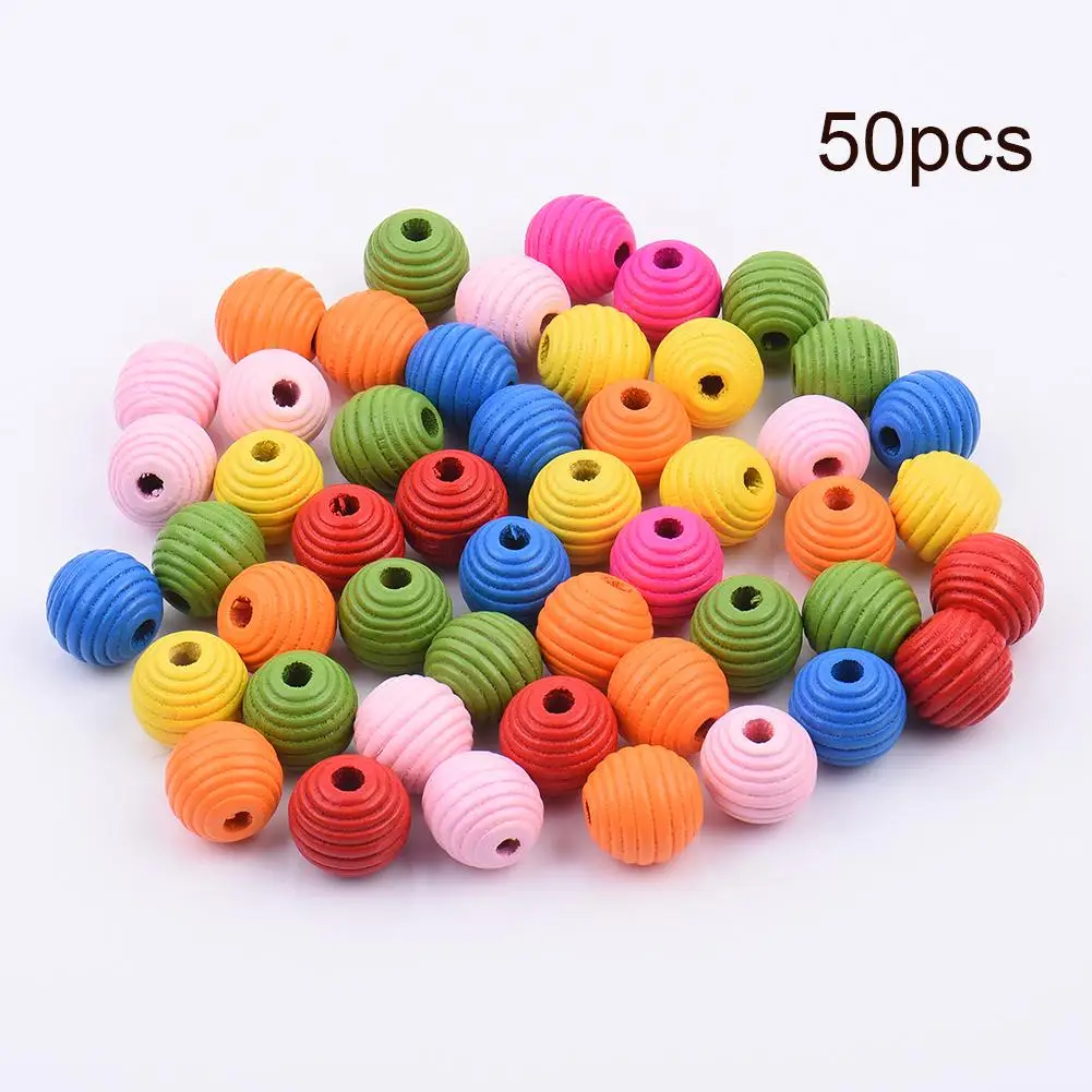 5 x Colour Wooden Ribbed Oval Beehive Beads 22mm DIY Pet Bird Toy Teether Craft 