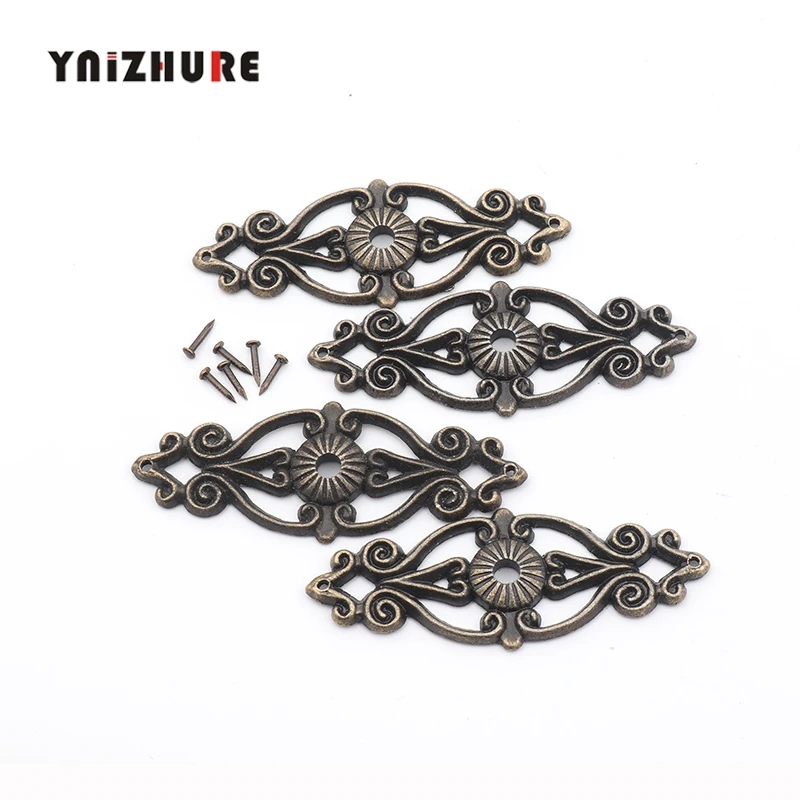 2Pcs Zinc Alloy Wooden Box Coner Wine Protector Embellishment Findings Flower Corners Antique Bronze Hollow Flowers | Обустройство