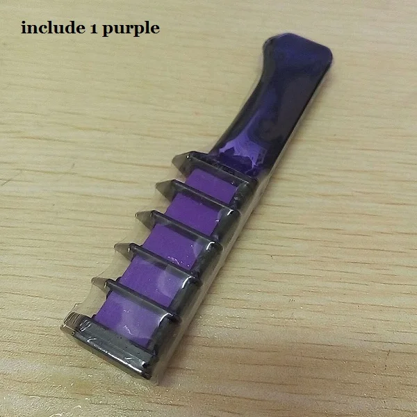 Мини одноразовый персональный салон использование окрашивающая расческа для волос профессиональные мелки для цветной мелок для волос инструмент для окрашивания волос 6 цветов/1 цвет - Цвет: 1 purple include