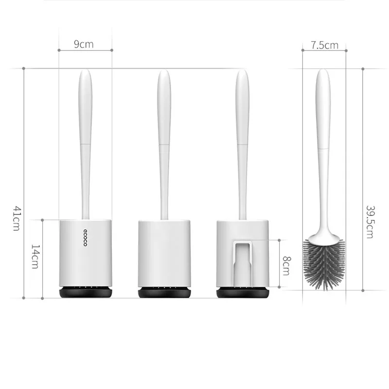 

Toilet Brush with Holder Soft Silicone Brush with Quick Drying Holder Set -Drop