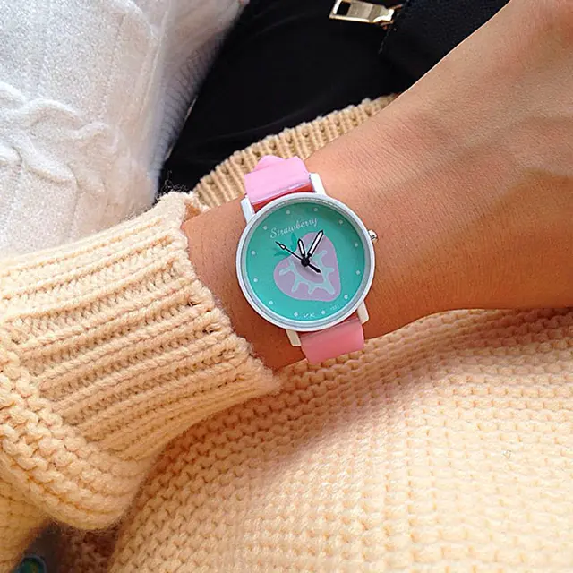 Round WatchFace Student Watches Silicone Strap Analog Quartz Watch Cartoon Fruit Round WatchFace Student Watches Silicone Strap Analog Quartz Watch Cartoon Fruit