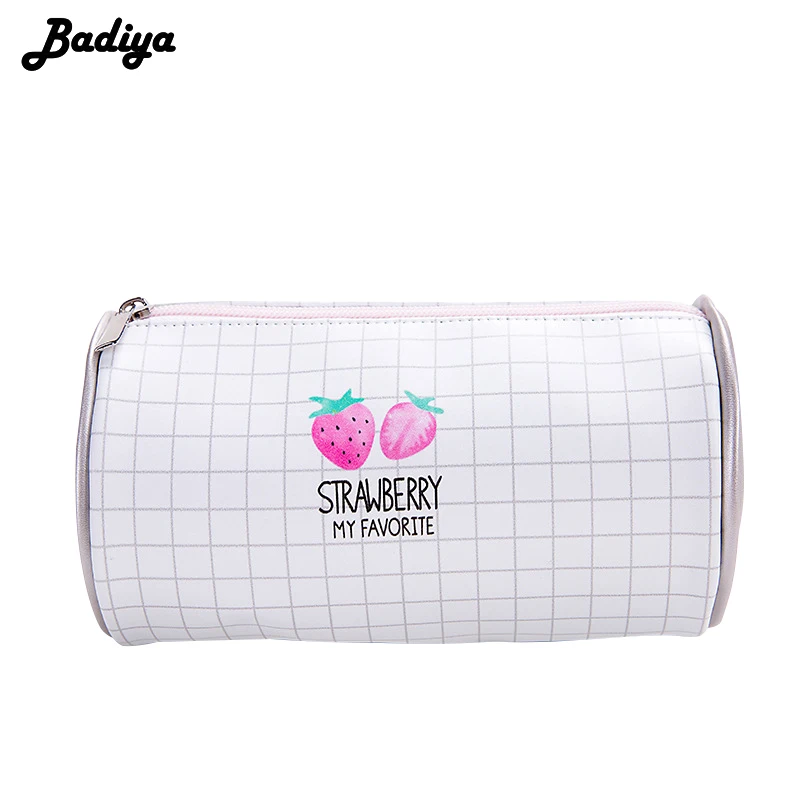 

New Fresh Cute Girls Summer Phone Shoulder Bag Fruit Strawberry Printing Pillow Bucket Bag Barrel Shaped Crossbody Bags