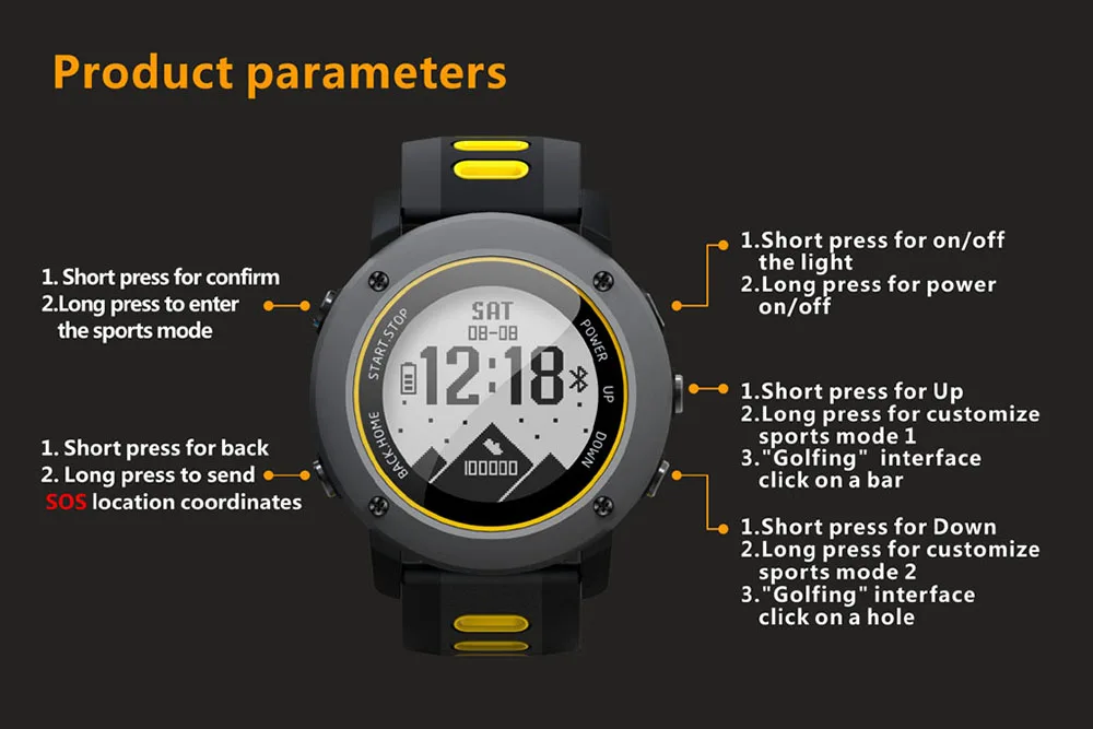 UW90 умные уличные спортивные часы gps Bluetooth 4,2 монитор сердечного ритма фитнес Компас браслет часы