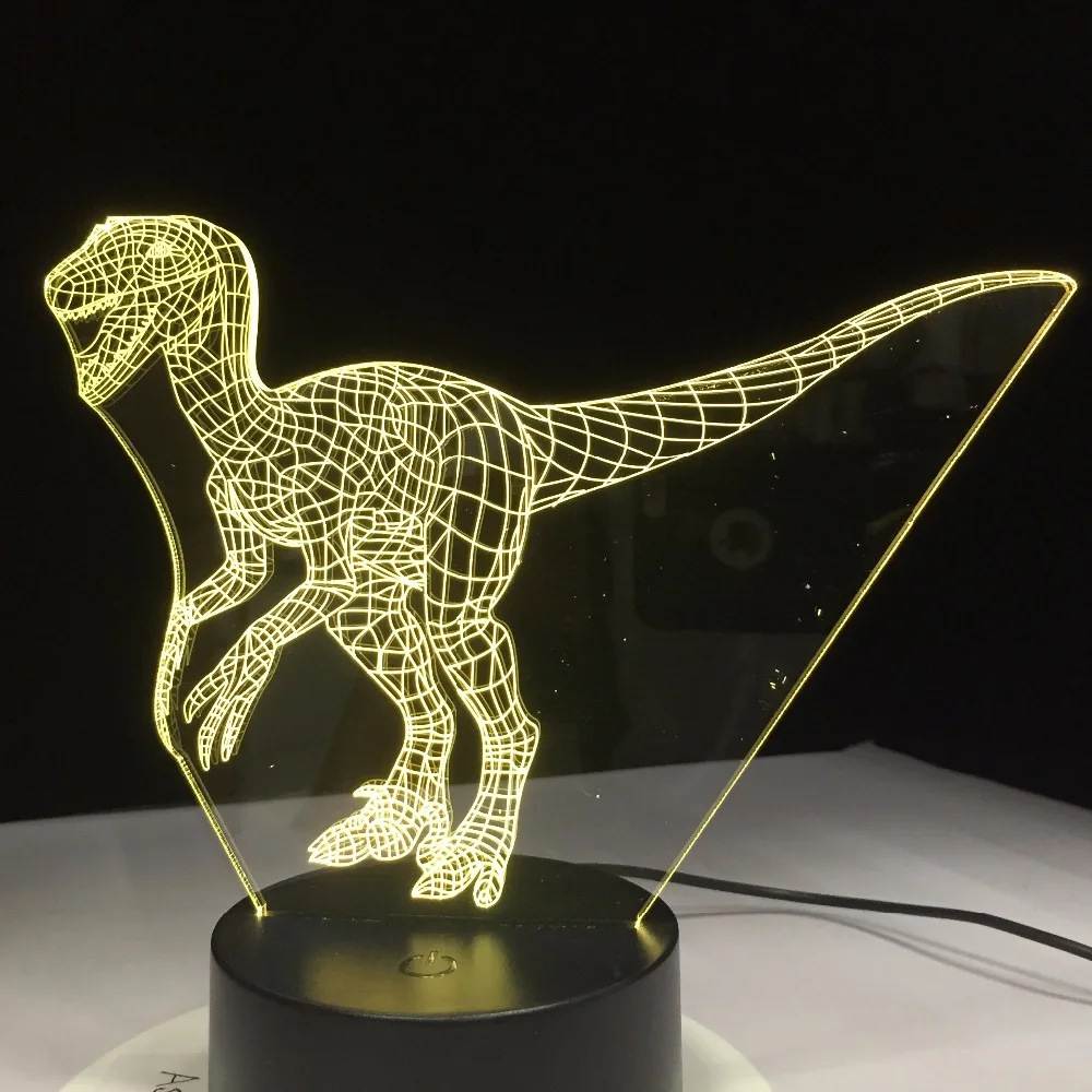  Velociraptor 3D Lamp Dinosaur Blue 7 Color Led Night Lamps for Kids Touch Led USB Table Baby Sleepi - 32885733638